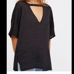 NWT Free People Jordan Choker Tee Medium in Black